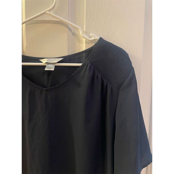 Christopher & Banks Petite Women's XL Navy V-Neck Short Sleeve Blouse - Picture 2 of 5